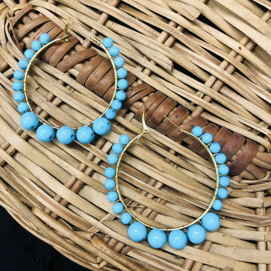 LARQ JEWELS Women's Beaded Hoop Earrings BLUE