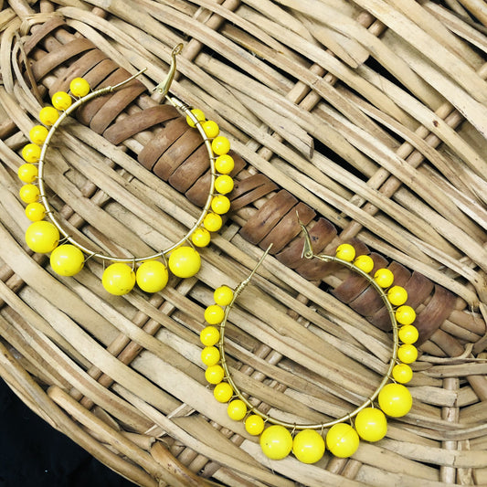 LARQ JEWELS Women's Beaded Hoop Earrings YELLOW