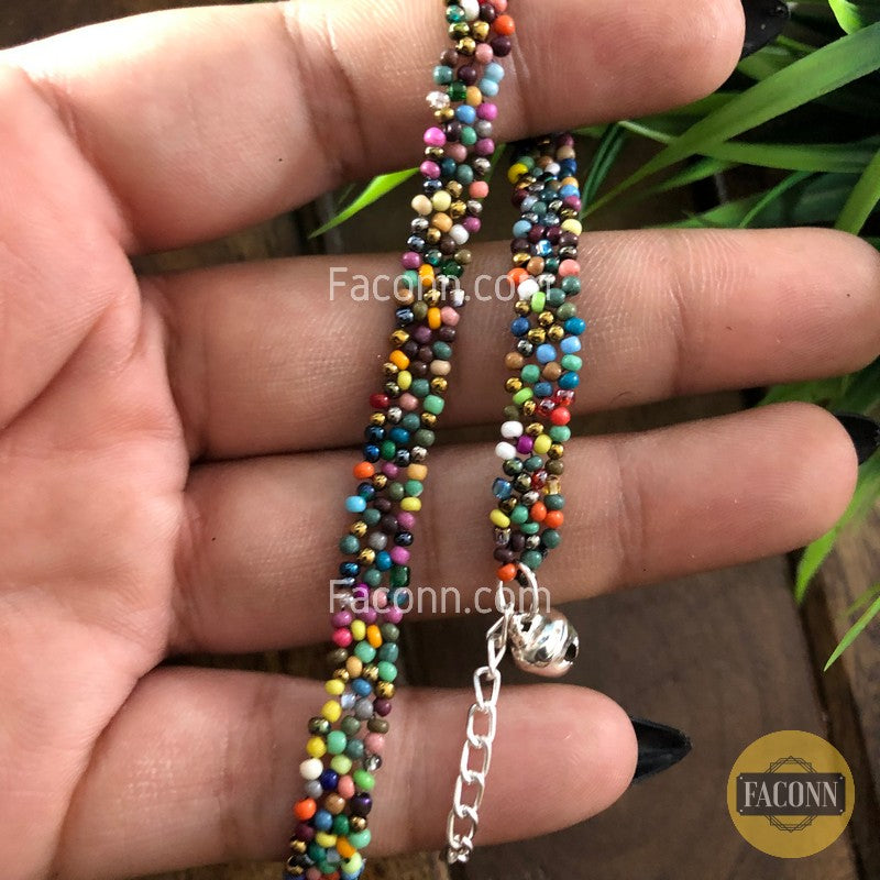 LARQ JEWELS Multicolor Silver Plated String/Anklet For Women (1 Piece)