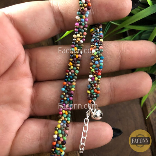 LARQ JEWELS Multicolor Silver Plated String/Anklet For Women (1 Piece)