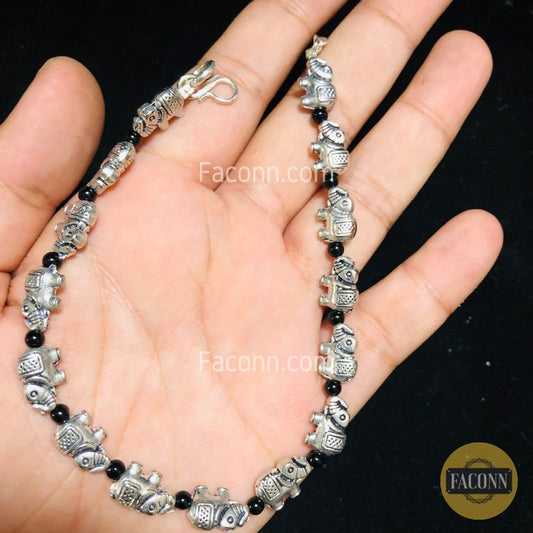 LARQ JEWELS GERMAN Silver Ethnic Anklet Elephant Design For Women (1 Piece)