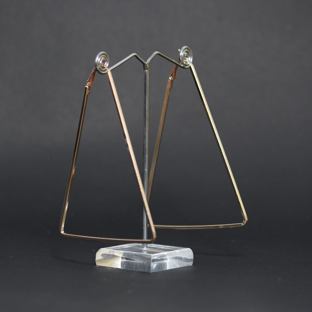 Golden Triangle Shape Wire Hoop Earrings