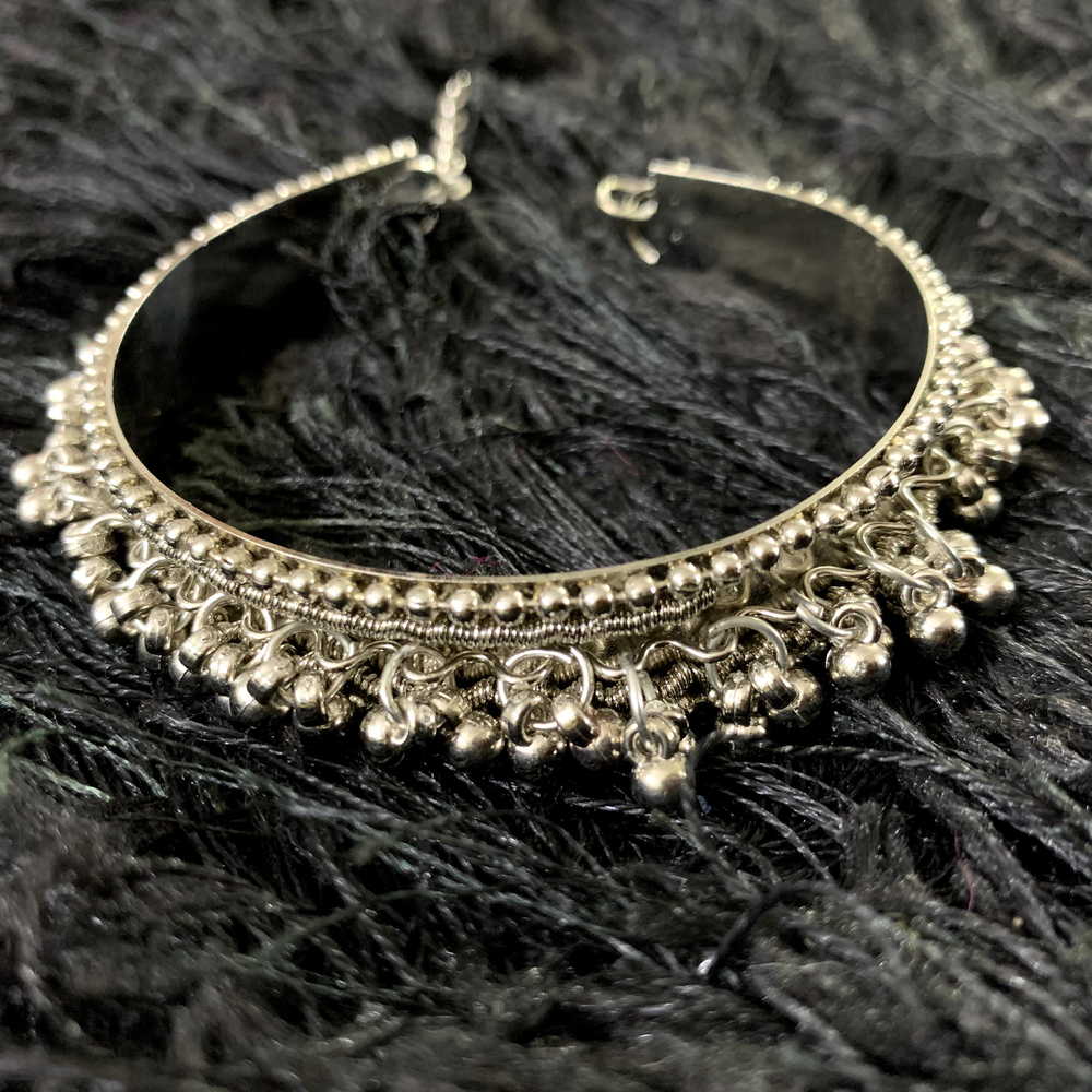 Oxidised German Silver ghungroo Cuff Bracelet Traditional kada Bangle for Women