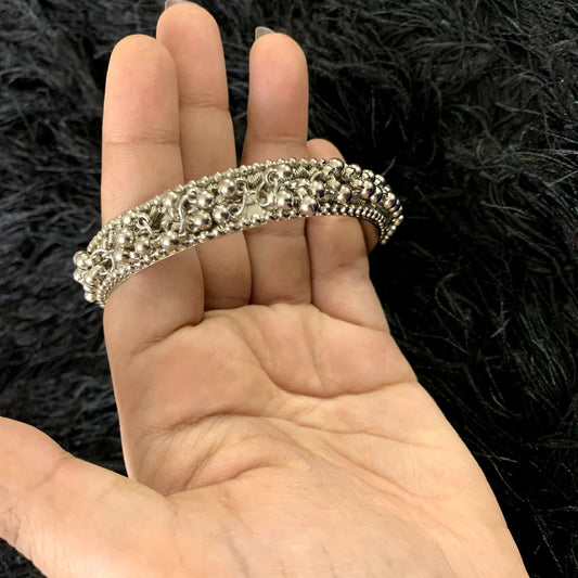 Oxidised German Silver ghungroo Cuff Bracelet Traditional kada Bangle for Women