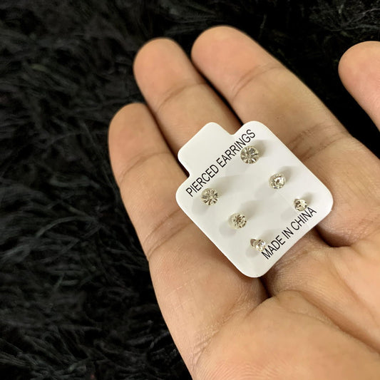 3pcs/set Sparkly Multi Mini Stud Earrings