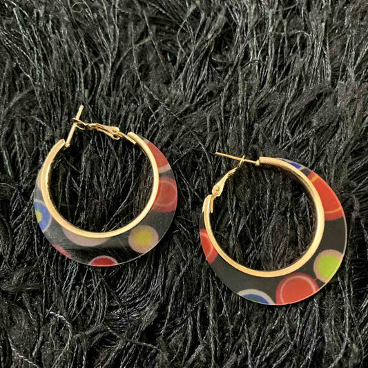 Multicolor Resin Hoop Geometric Oval Statement Earrings