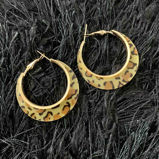 Leopard Resin Hoop Geometric Oval Statement Earrings