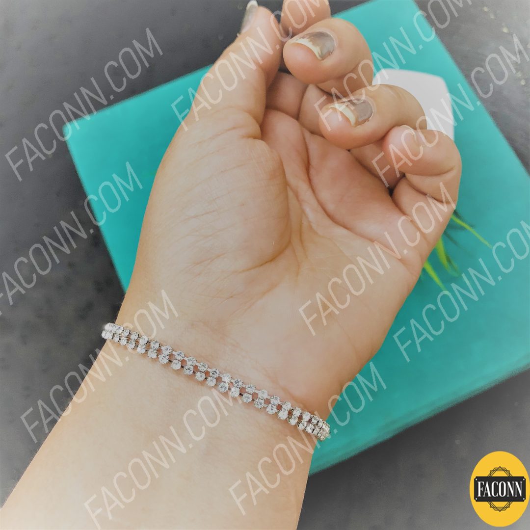 LARQ JEWELS Free size Rhinestone Wedding Bracelet For Women Silver Color