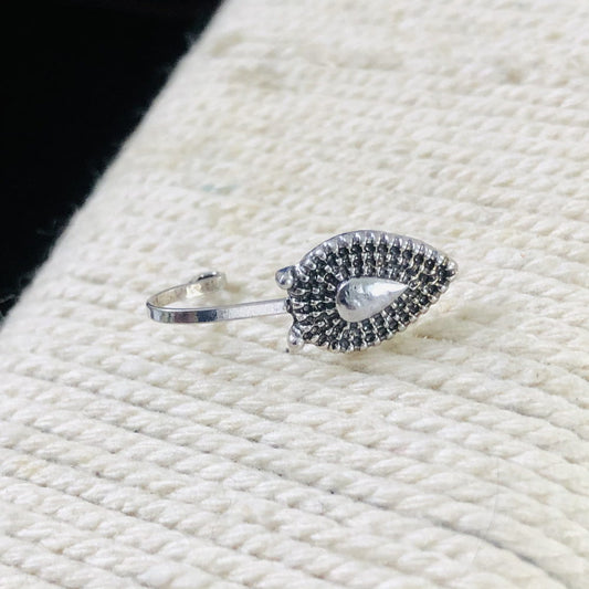 Larq Jewels Rajasthani Traditionally Designed silver alloy clip on nose pin