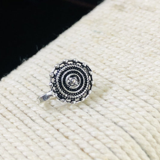 Larq Jewels Antique Silver Tone Adjustable Nose Pin For Women