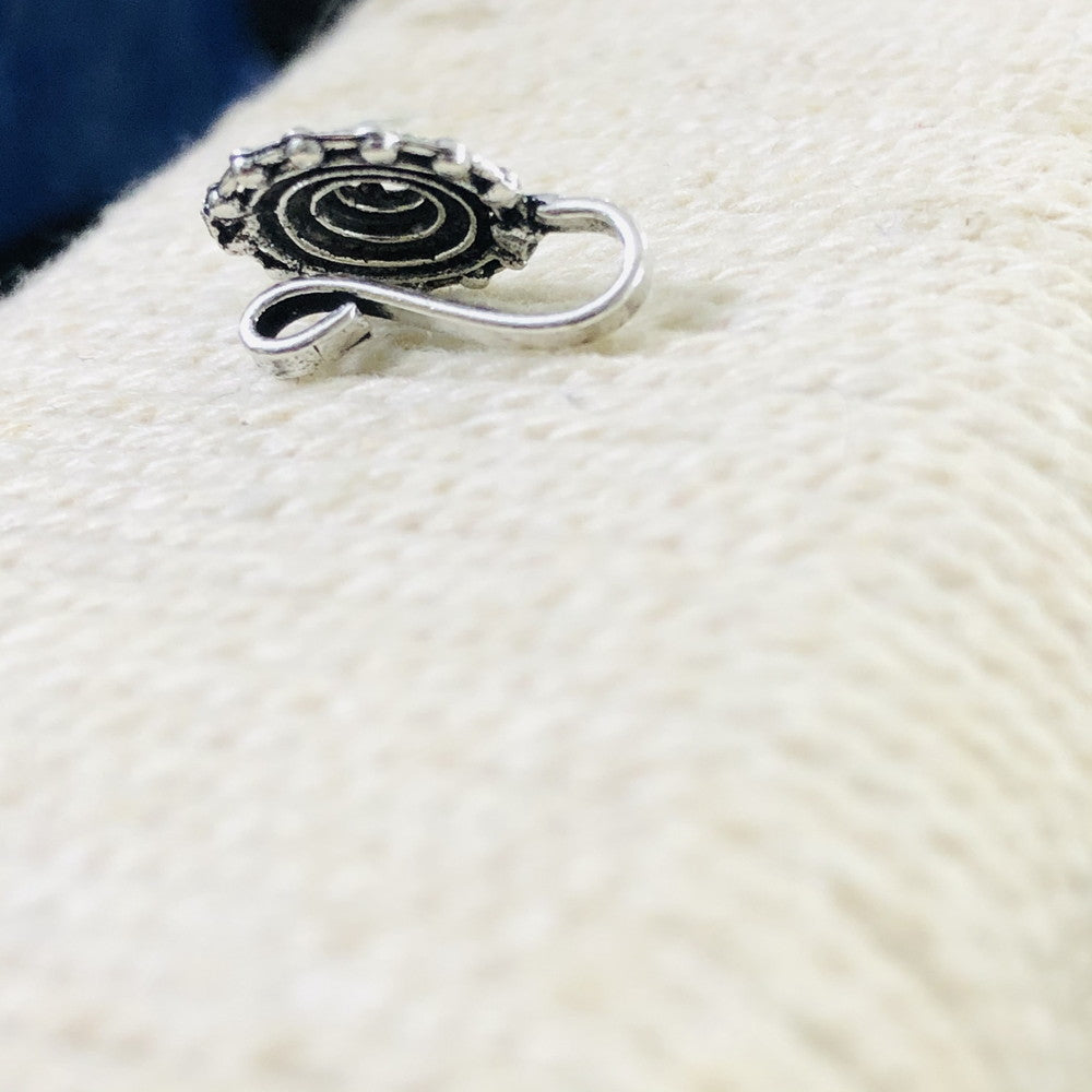Larq Jewels Antique Silver Tone Adjustable Nose Pin For Women