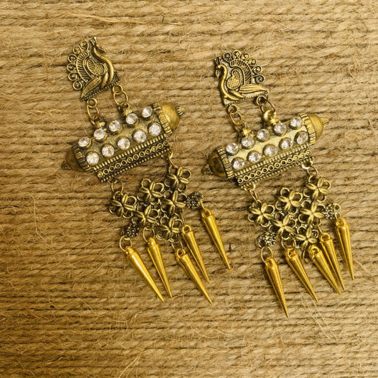 Golden Oxidized Stone Studded Earring