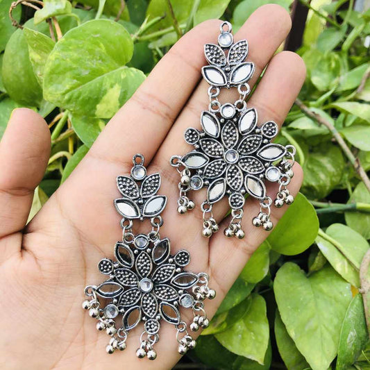 LARQ JEWELS Afghani Boho Oxidised Silver Mirror Necklace