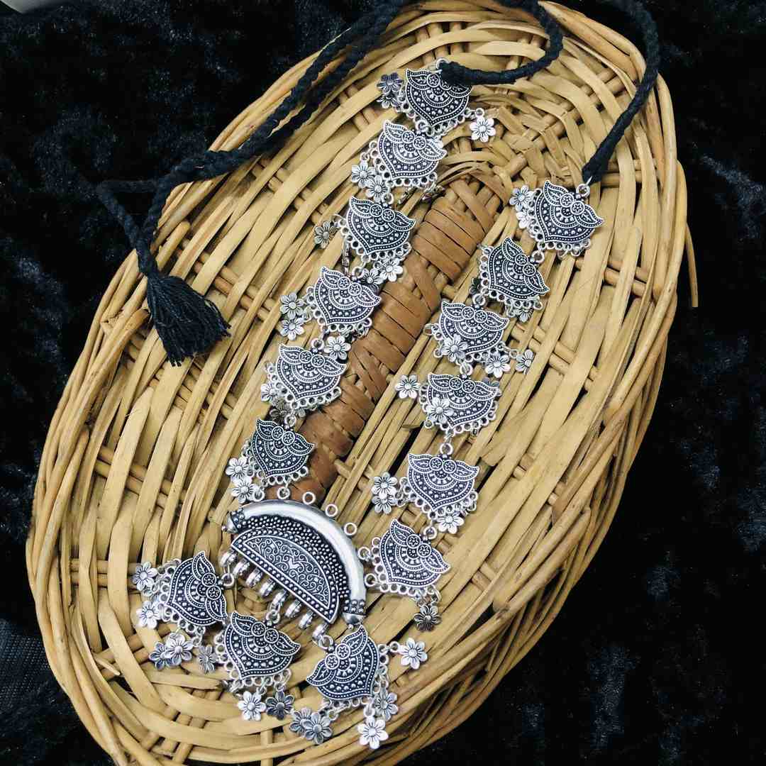 LARQ JEWELS Antique German Silver Plated Tribal Necklace