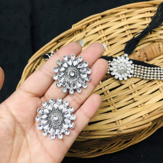 LARQ JEWELS Oxidized Silver Crafted Traditional Choker Necklace