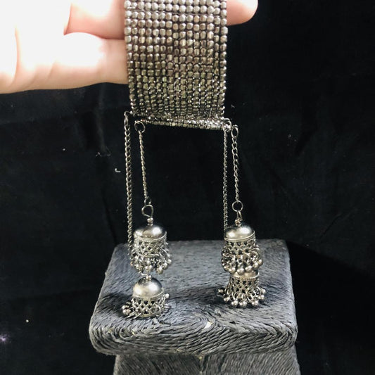 LARQ JEWELS Oxidized Silver Designer Traditional Hanging Free Size Bracelet