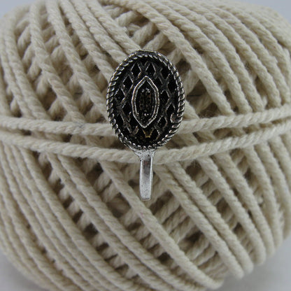 OXIDIZED SILVER CLIP ON NOSE PIN - OVAL DESIGN