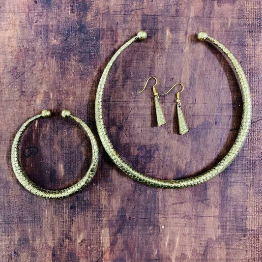 LARQ JEWELS Tribal Oxidised Golden Tone Choker Set