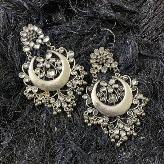 (Unfinished) Celebrity Inspired Collection Oxidized Silver Alloy Drop Earrings for Women