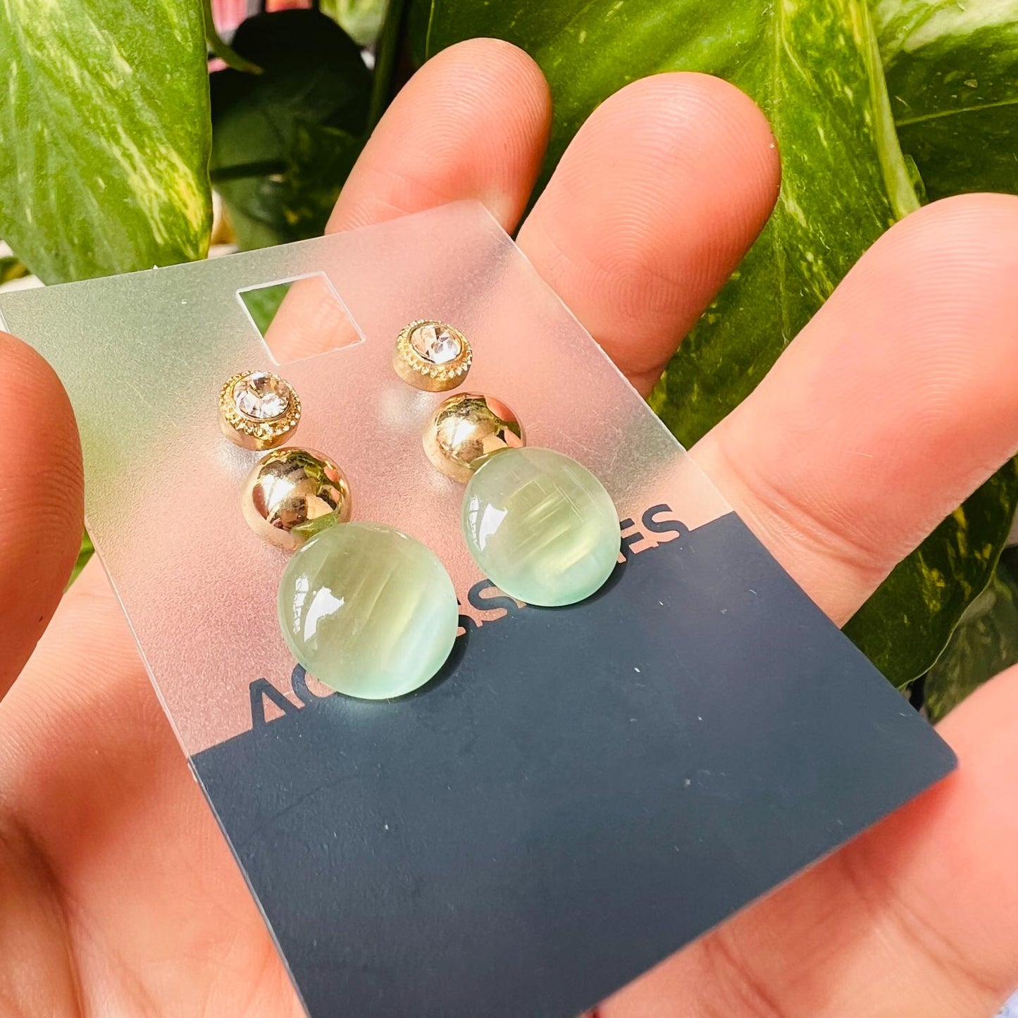 LARQ JEWELS 3 pair Button Pearl & Rhinestone Earrings