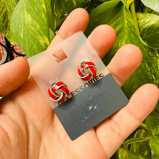 LARQ JEWELS Twisted Round Loop Earrings For Women & Girl Red