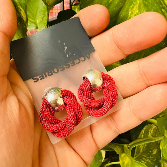 LARQ JEWELS Red Mesh Interloop Stud Stylish Earring