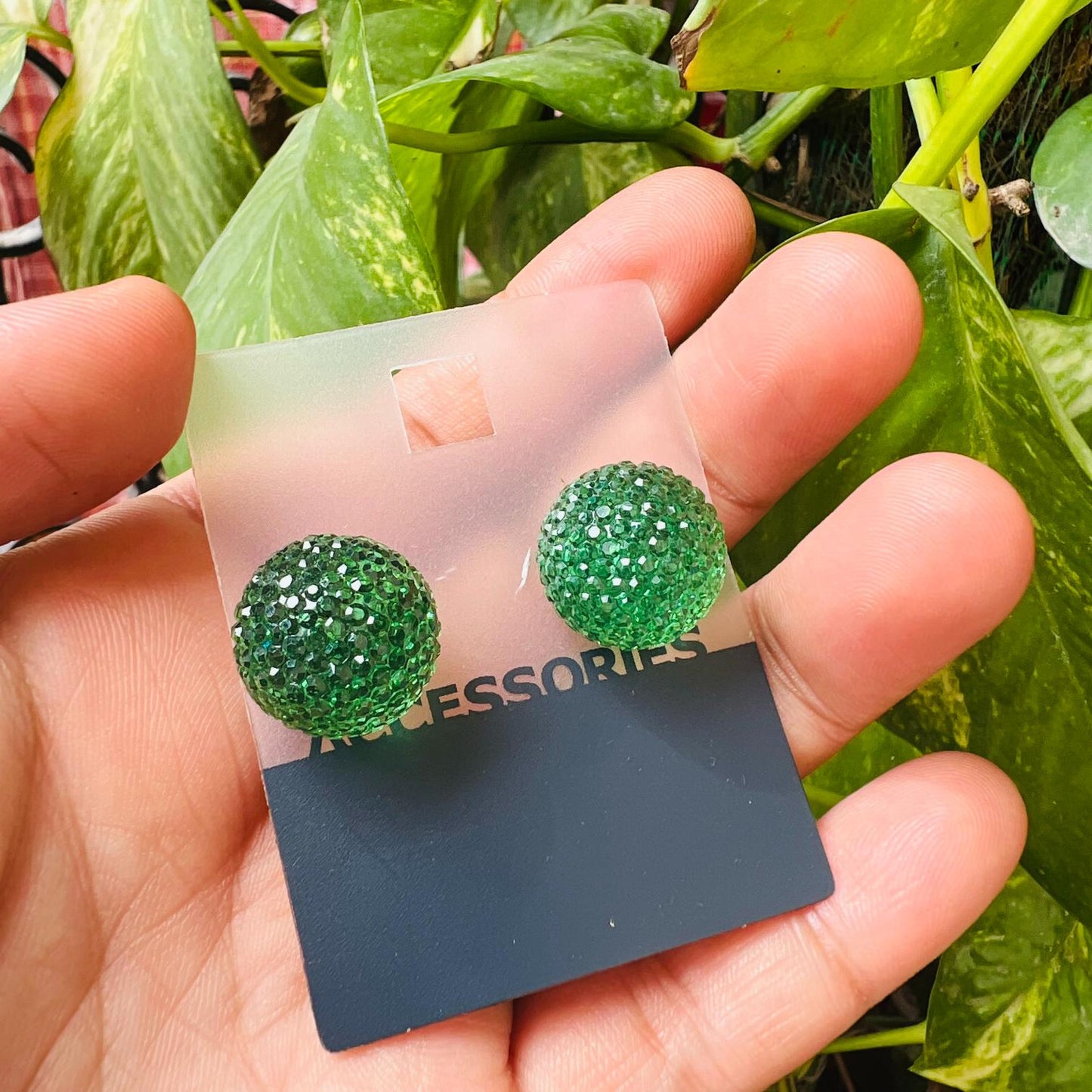 LARQ JEWELS Green Sequins Jewel Ball Earrings For Women & Girls