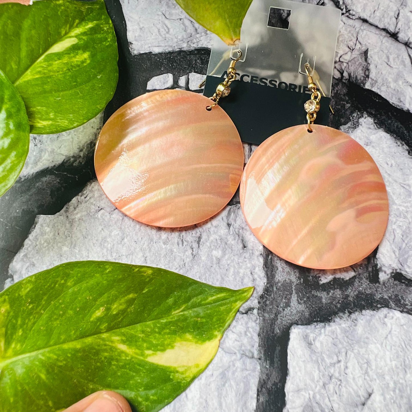 LARQ JEWELS Big Round Acrylic Peach Tone Earrings