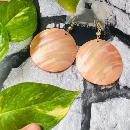 LARQ JEWELS Big Round Acrylic Peach Tone Earrings