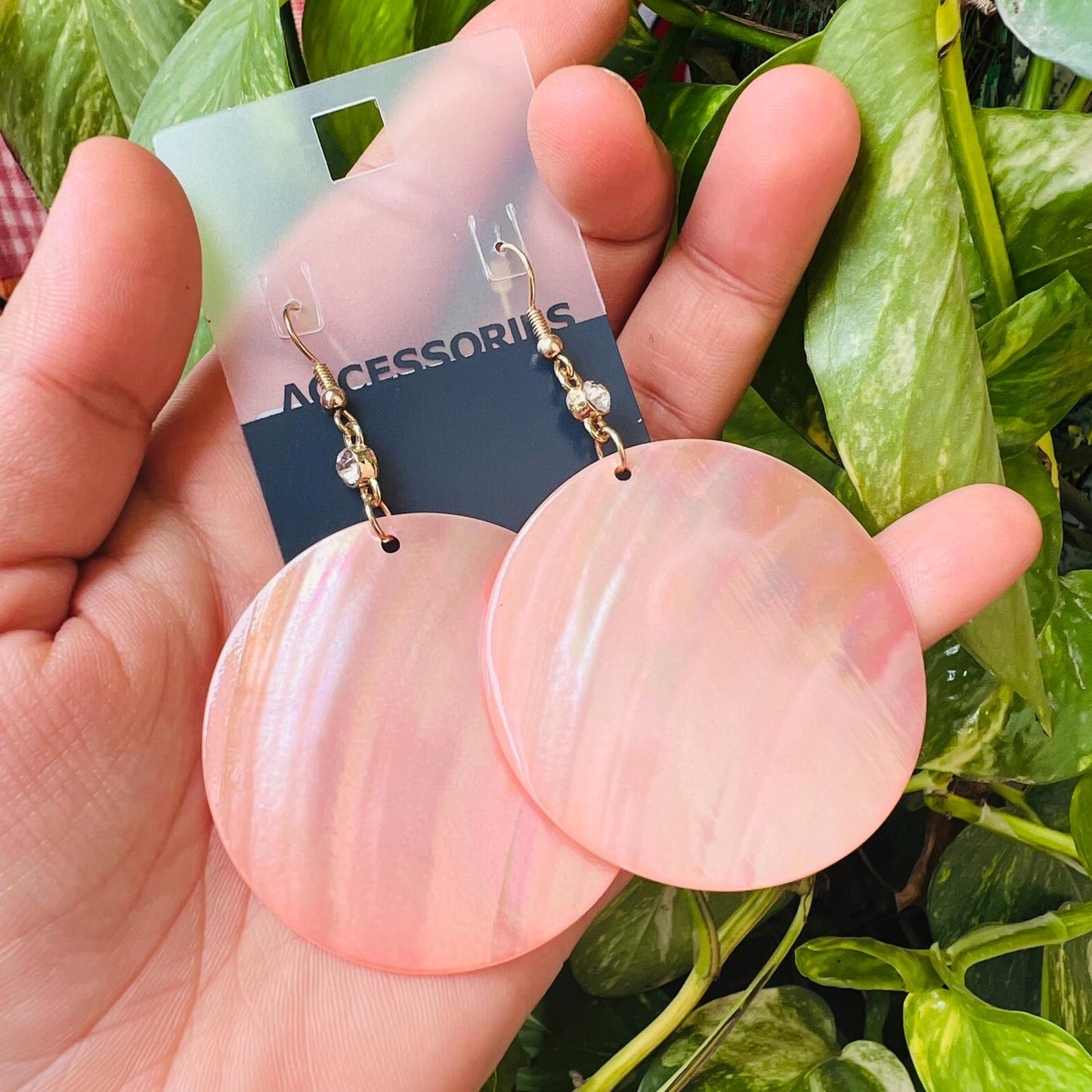 LARQ JEWELS Big Round Acrylic Peach Tone Earrings