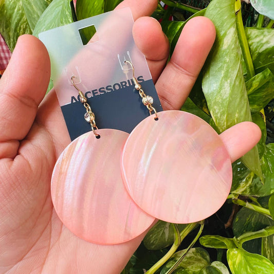 LARQ JEWELS Big Round Acrylic Peach Tone Earrings