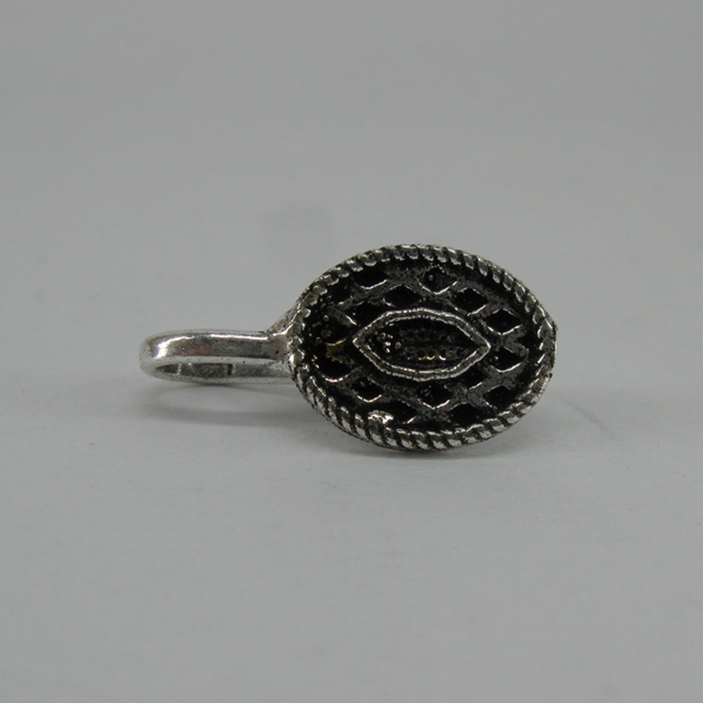 OXIDIZED SILVER CLIP ON NOSE PIN - OVAL DESIGN