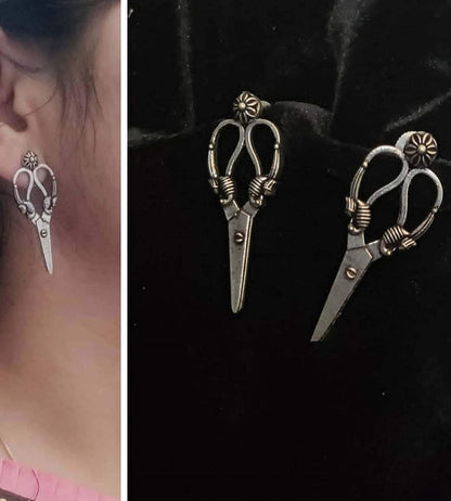 LARQ JEWELS Trending Antique Oxidised Scissor Shape Stud Earrings for women and girls
