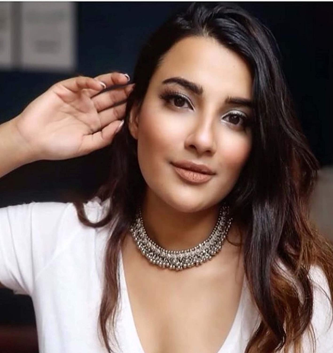 LARQ JEWELS Boho Designer Oxidized Silver Plated Choker Necklace