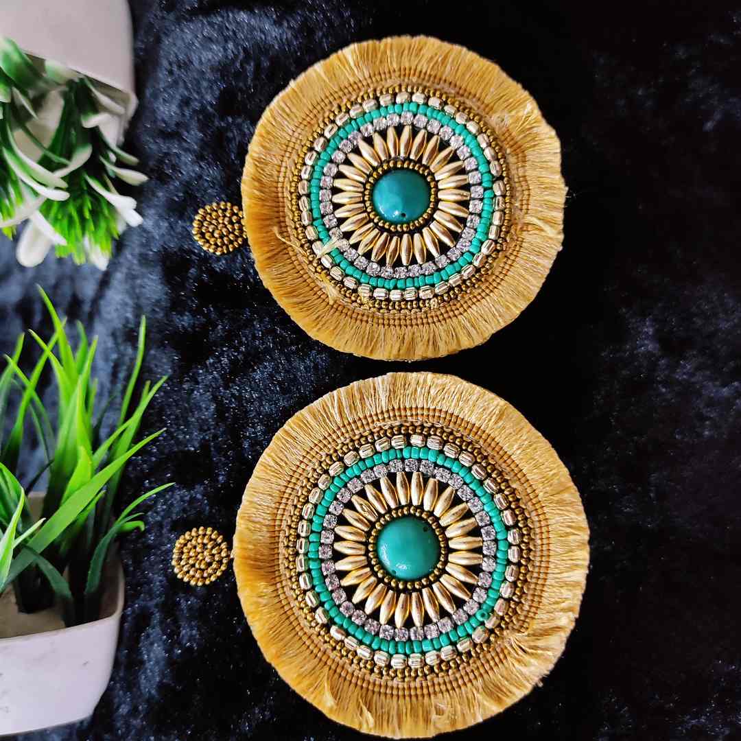 LARQ JEWELS Burnt Beige Boho Statement Fringing Tassel Earrings Thread Dangle Drop Earrings for Girls