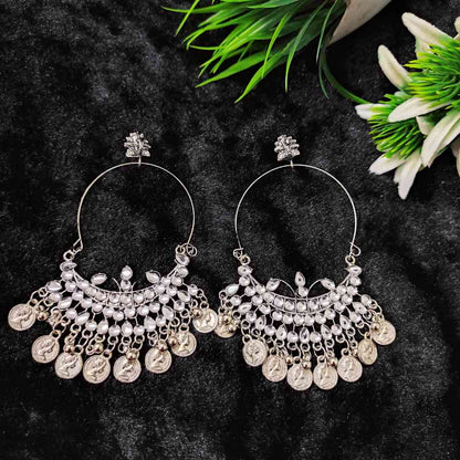 LARQ JEWELS Mirror Dangle Drop Earring Oxidised Silver