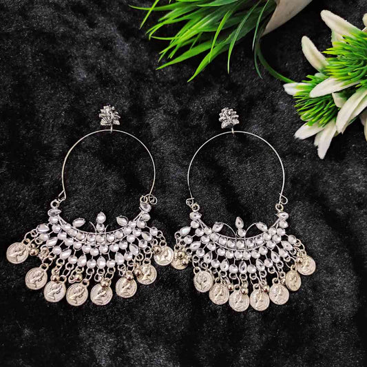 LARQ JEWELS Mirror Dangle Drop Earring Oxidised Silver