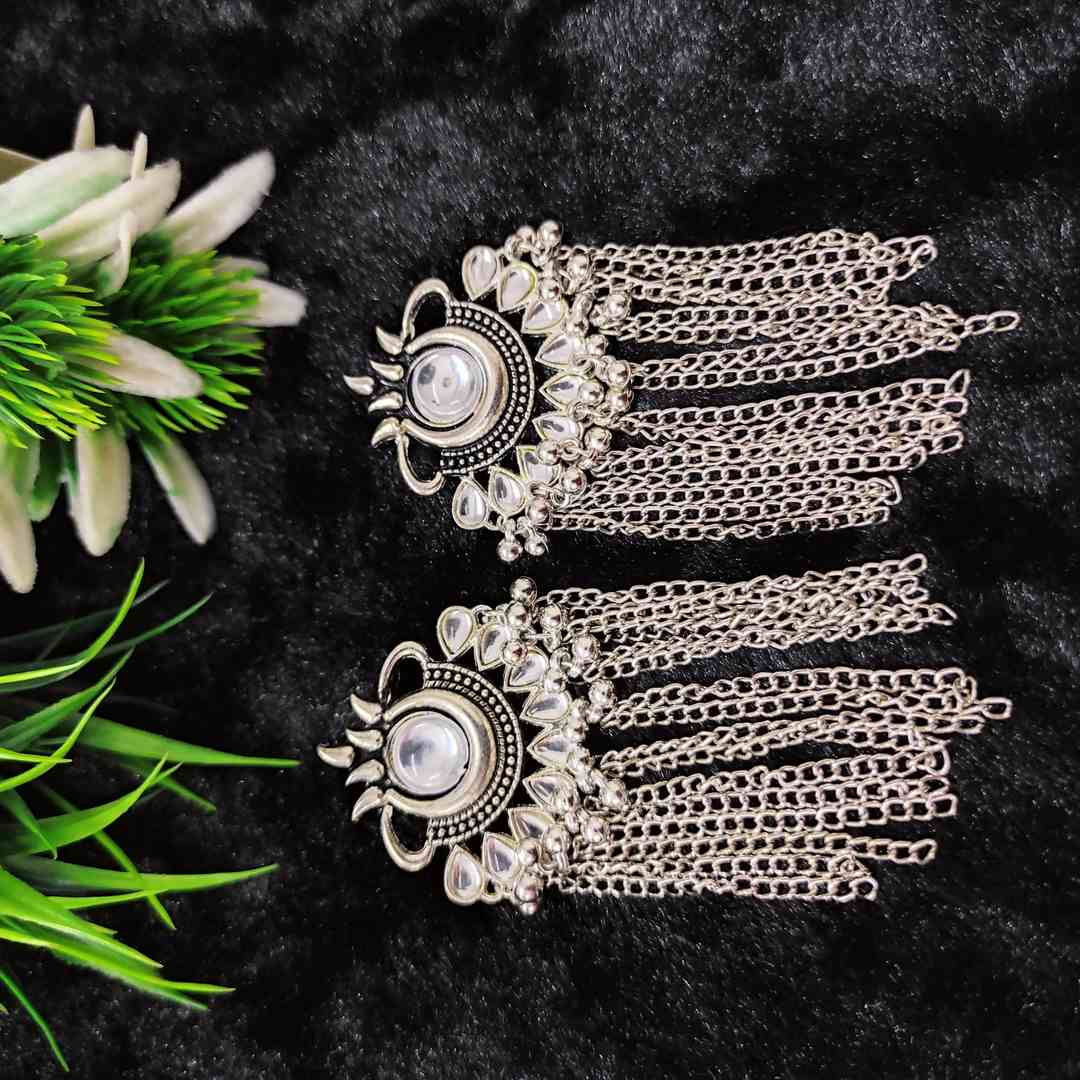 LARQ JEWELS Metal Silver Plated Oxidised Silver Earring jhumki earrings traditional fashion jewellery