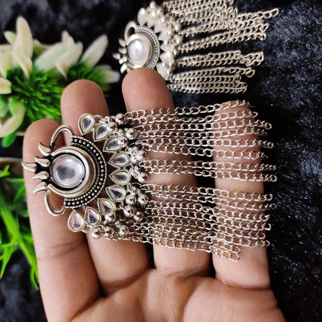 LARQ JEWELS Metal Silver Plated Oxidised Silver Earring jhumki earrings traditional fashion jewellery