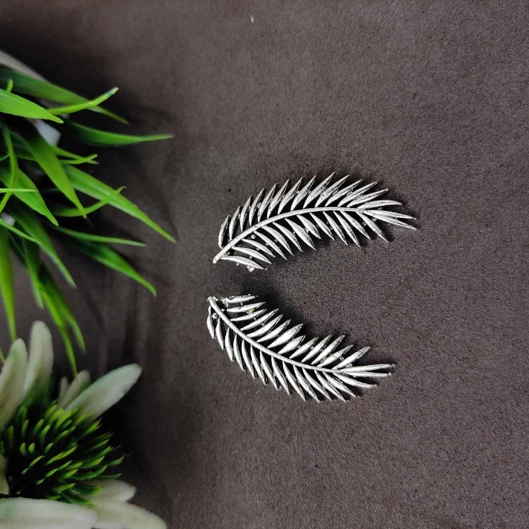 LARQ JEWELS Silver Leaves Vine Stud Earrings for Women And Girls