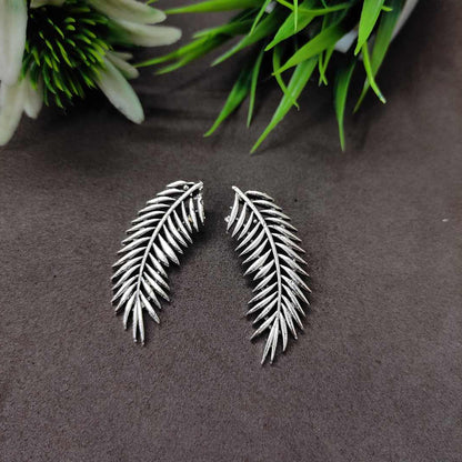 LARQ JEWELS Silver Leaves Vine Stud Earrings for Women And Girls