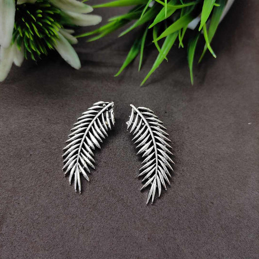 LARQ JEWELS Silver Leaves Vine Stud Earrings for Women And Girls