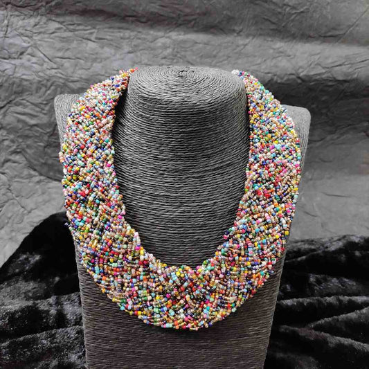 LARQ JEWELS THE BEAUTEOUS BRAIDED CRISS-CROSS BEADED NECKLACE- multi
