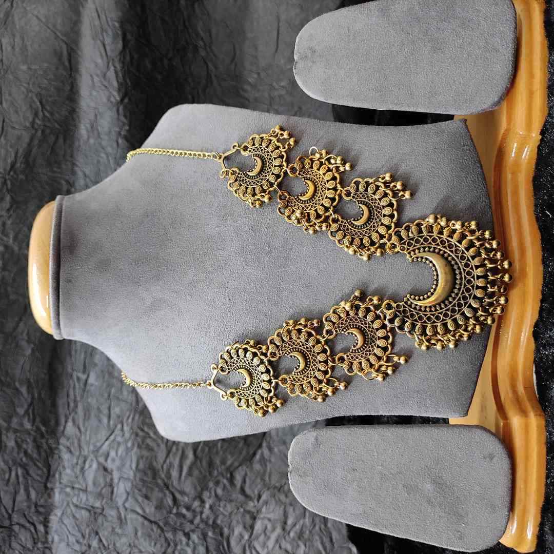 LARQ JEWELS Tribal Oxidized Gold Afghani Boho Necklace