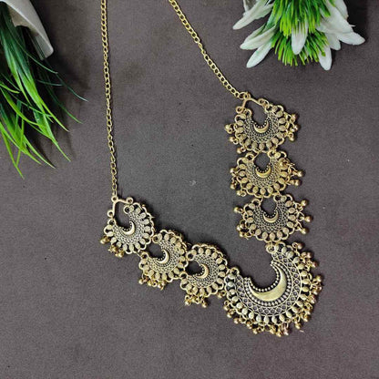 LARQ JEWELS Tribal Oxidized Gold Afghani Boho Necklace