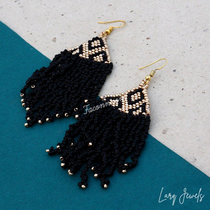 Larq Jewels Black Seed Beaded Earrings for Women Girls