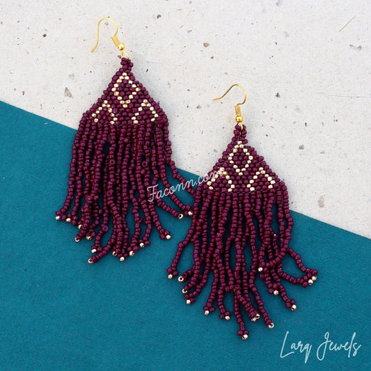 Larq Jewels Brown Seed Beaded Earrings for Women Girls