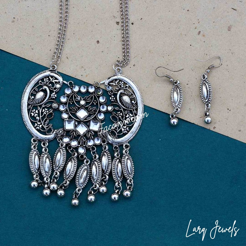 LARQ JEWELS Afghani Style Silver Oxidized Necklace
