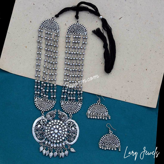 LARQ JEWELS Afghani Turkish Style Silver Mirror  Necklace
