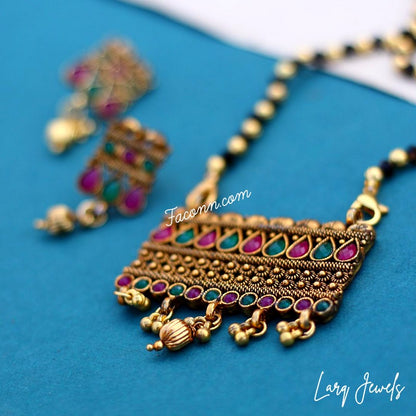 LARQ JEWELS Traditional Gold Plated Thushi Necklace For Women
